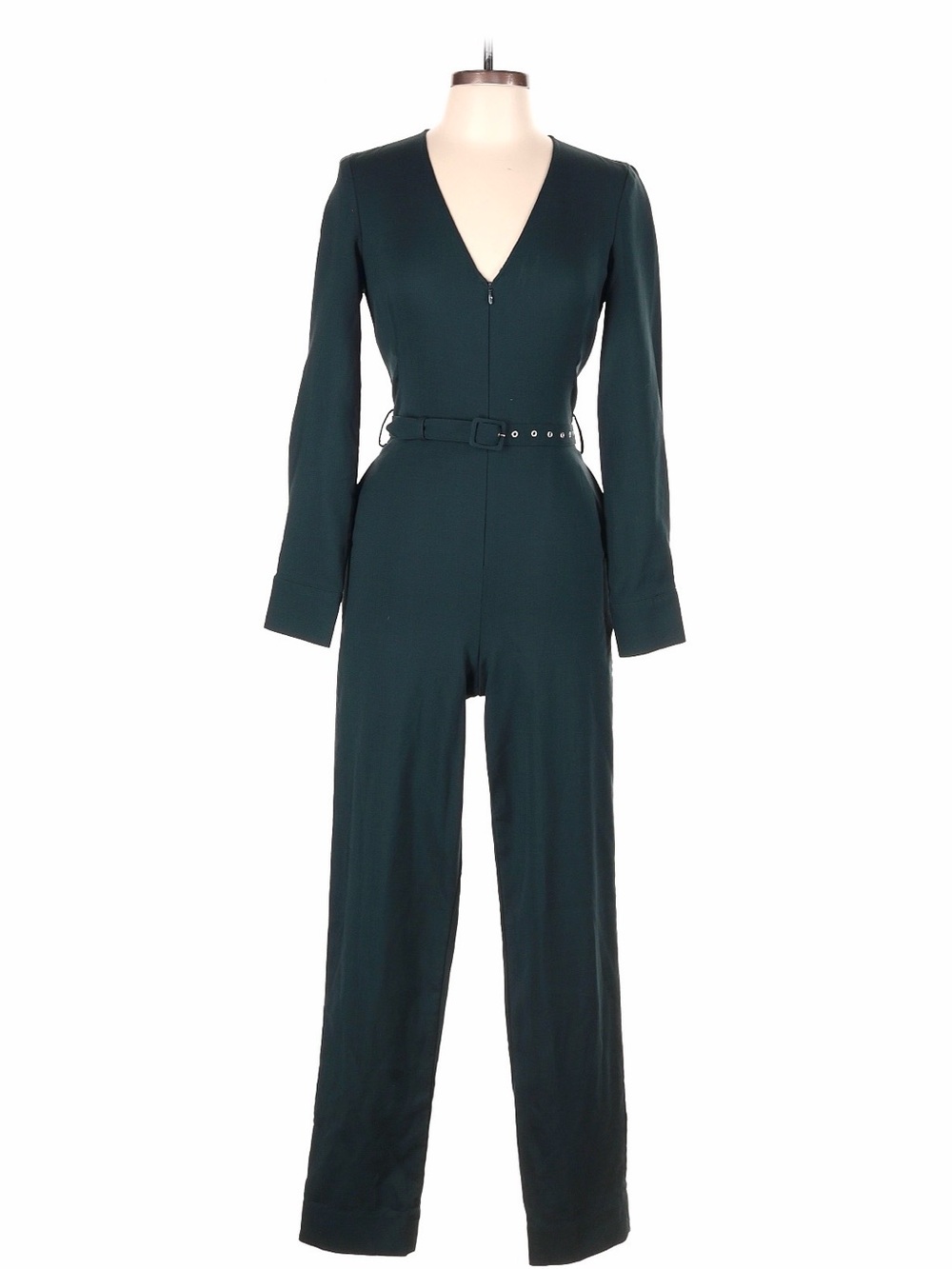 Rachel Comey Deep Teal V-Neck Long-Sleeve Belted Jumpsuit
